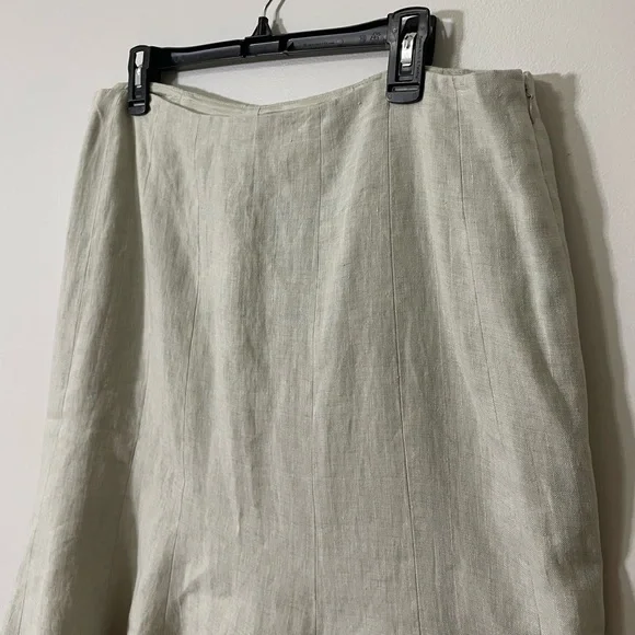 Lauren Ralph Lauren Light Sage Green Linen Skirt Size 14 - Picture 2 of 7